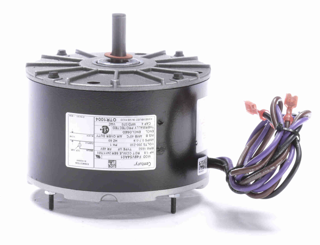 OTR1004 - Century OEM Replacement Motor, 1/8 HP, 1 Ph, 60 Hz, 200-230 V, 1650 RPM, 1 Speed, 48 Frame, TEAO