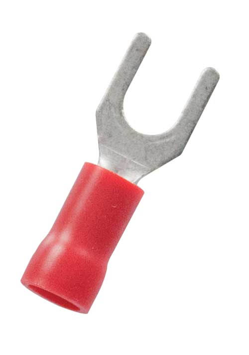 2051H - 22-18 AWG #8 Stud Red Vinyl Insulated Spade Terminal 19 Pcs