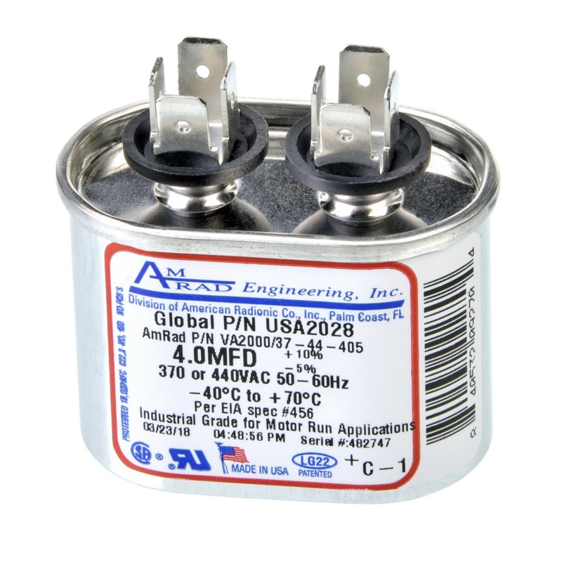 USA2028 - 4MFD 370/440V OVAL USA MADE CAPACITOR