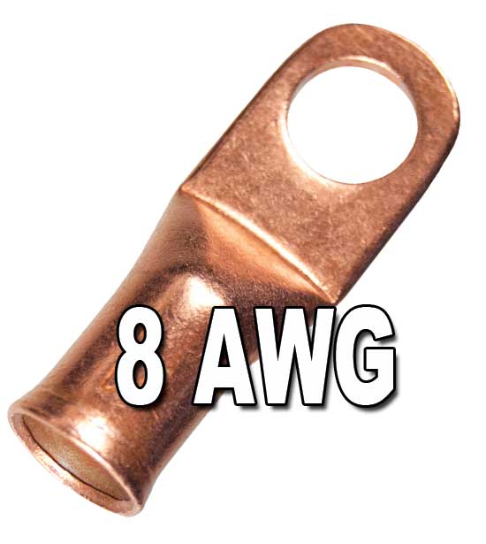 1300F - 8 AWG Seamless Tubular Copper Lugs, #10 Stud, Qty 5