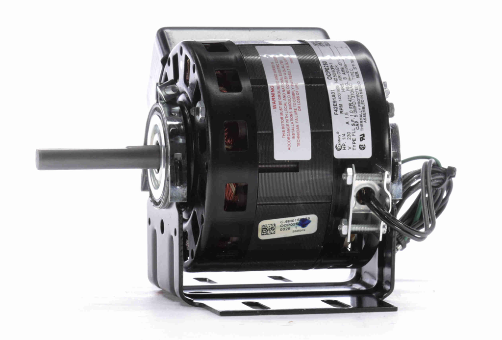 OCP0250 - Century OEM Replacement Motor, 1/4 HP, 1 Ph, 60/50 Hz, 230 V, 1400/1625 RPM, 1 Speed, 42 Frame, OAO