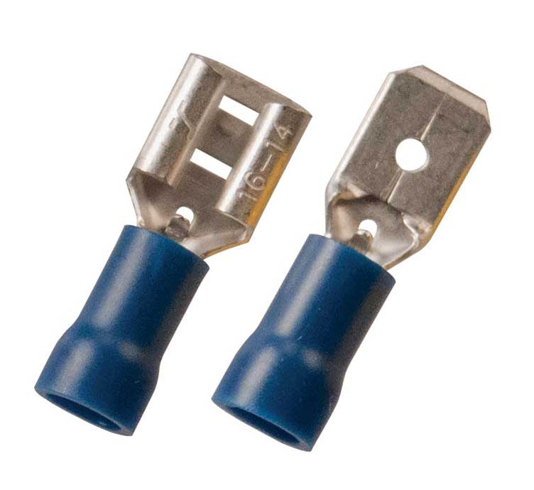 2104C - 16-14 AWG .187 Tab Blue Push-On Vinyl Insulated FM Disconnec