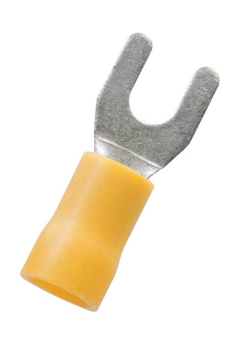 2056H - 12-10 AWG #6 Stud Yellow Vinyl Insulated Spade Terminal 14 P