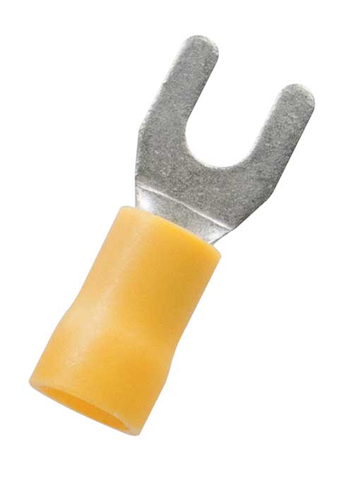 2058H - 12-10 AWG #10 Stud Yellow Vinyl Insulated Spade Terminal 14