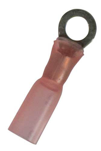 2303J - 22-18 AWG 1/4" Stud Red CS Heat Shrink Ring Terminal 5 Pcs