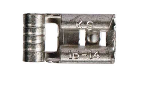 1115C - 16-14 AWG Non-Insulated, Flag Terminals, Female, .187 Tab, Qty 100