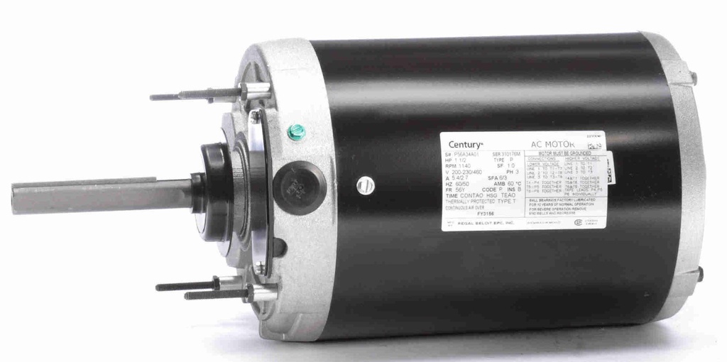 FY3156 - Condenser Fan Motor 1-1/2HP 3Ph 60Hz 200-230/460V 1200RPM 56Y-Frame TEAO