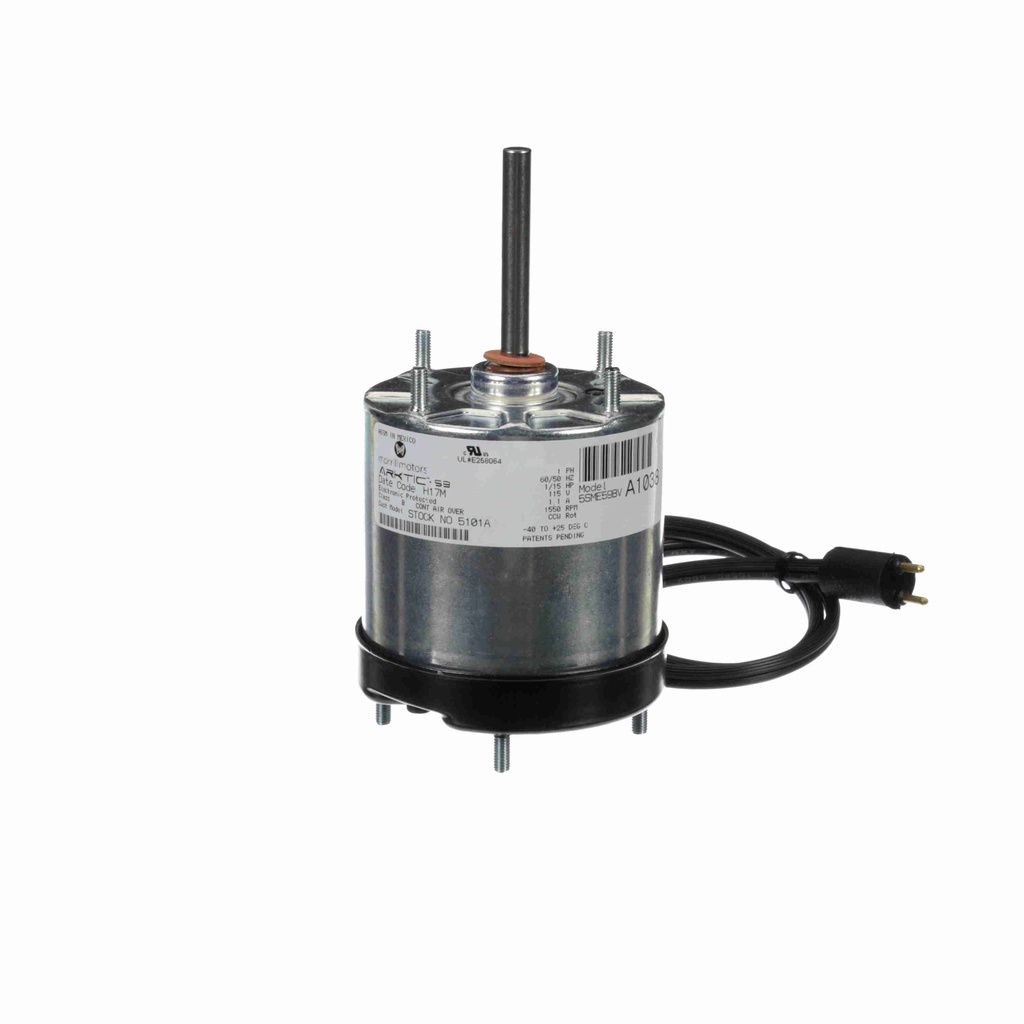 Morrill Motors 59 Refrigeration Motor, 1/15 HP, 1 Ph, 60/50 Hz, 115 V, 1550 RPM, 3.45 Frame, TEAO - 5101A