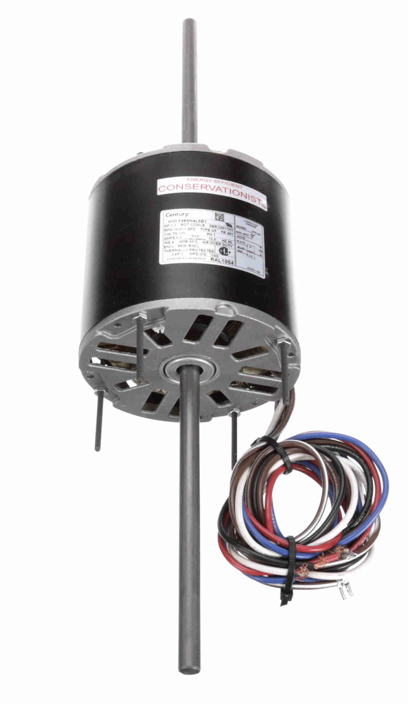 RAL1054 - Century Fan Coil & Air Conditioner Motor, 1/2 HP, 1 Ph, 60 Hz, 115 V, 1625 RPM, 3 Speed, 48 Frame, SEMI ENCLOSED