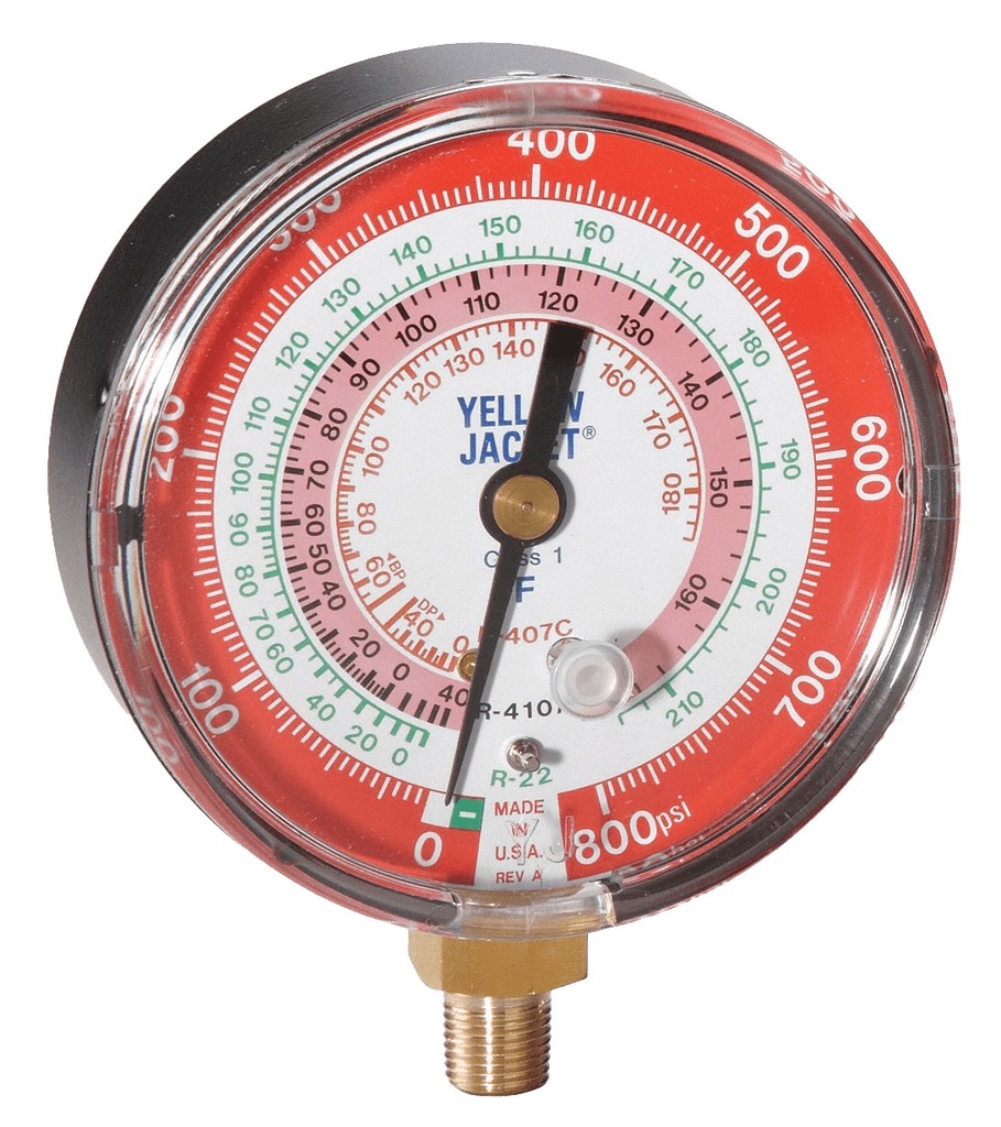 49133 - Replacement High Side Pressure Gauge: R-22/R-407C/R-410A 3-1/8" 0-800 psi