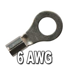 [1026H] 1026H - 6 AWG Non-Insulated Ring Terminals, 5/16" Stud, Qty 4